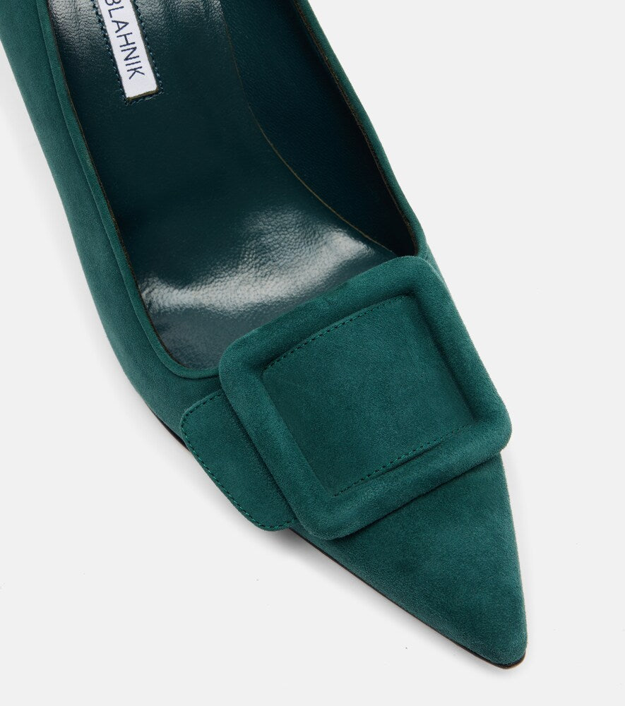 Manolo Blahnik Maysale 90 suede pumps in Green - High-Heel Pumps
