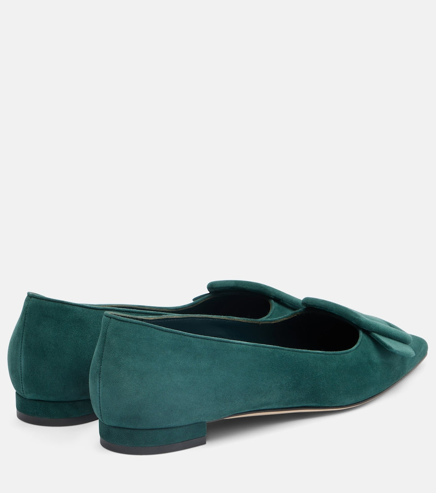 Green Manolo Blahnik Maysale suede ballet flats - Ballerina Flats