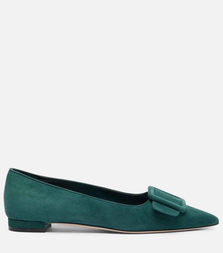 Green Manolo Blahnik Maysale suede ballet flats - Ballerina Flats