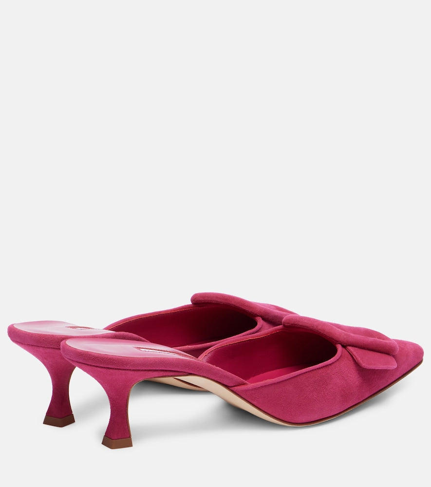 Manolo Blahnik Maysale suede mules - Pink Mid Heel Pumps