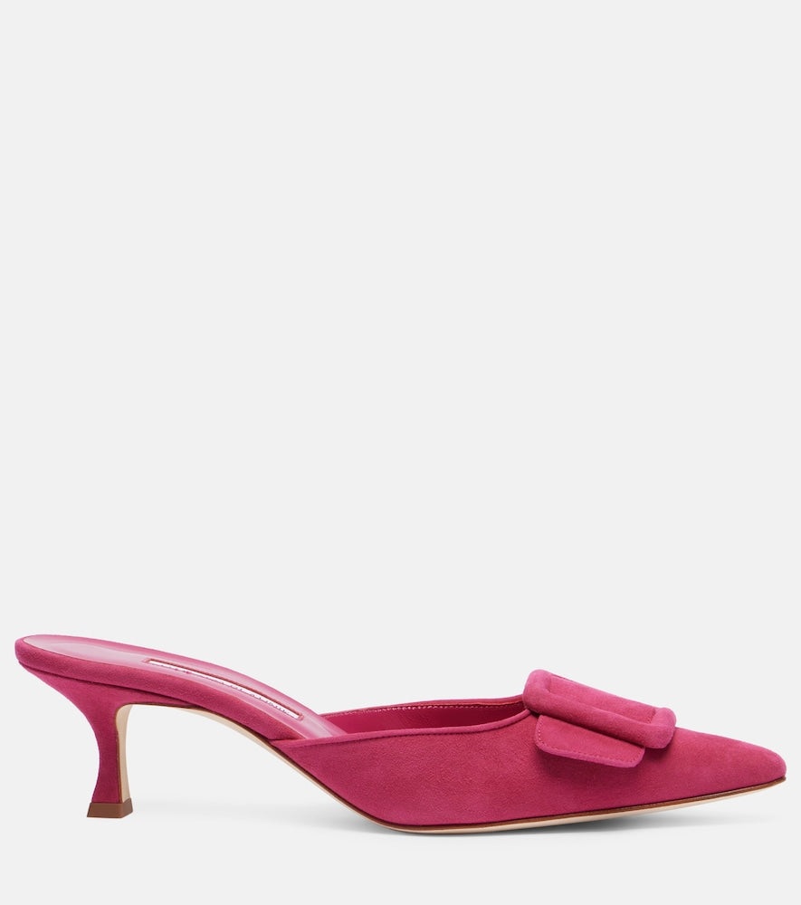 Manolo Blahnik Maysale suede mules - Pink Mid Heel Pumps