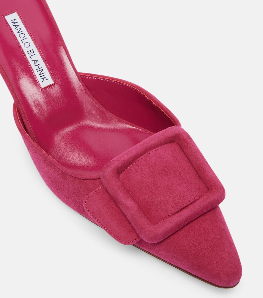 Manolo Blahnik Maysale suede mules - Pink Mid Heel Pumps