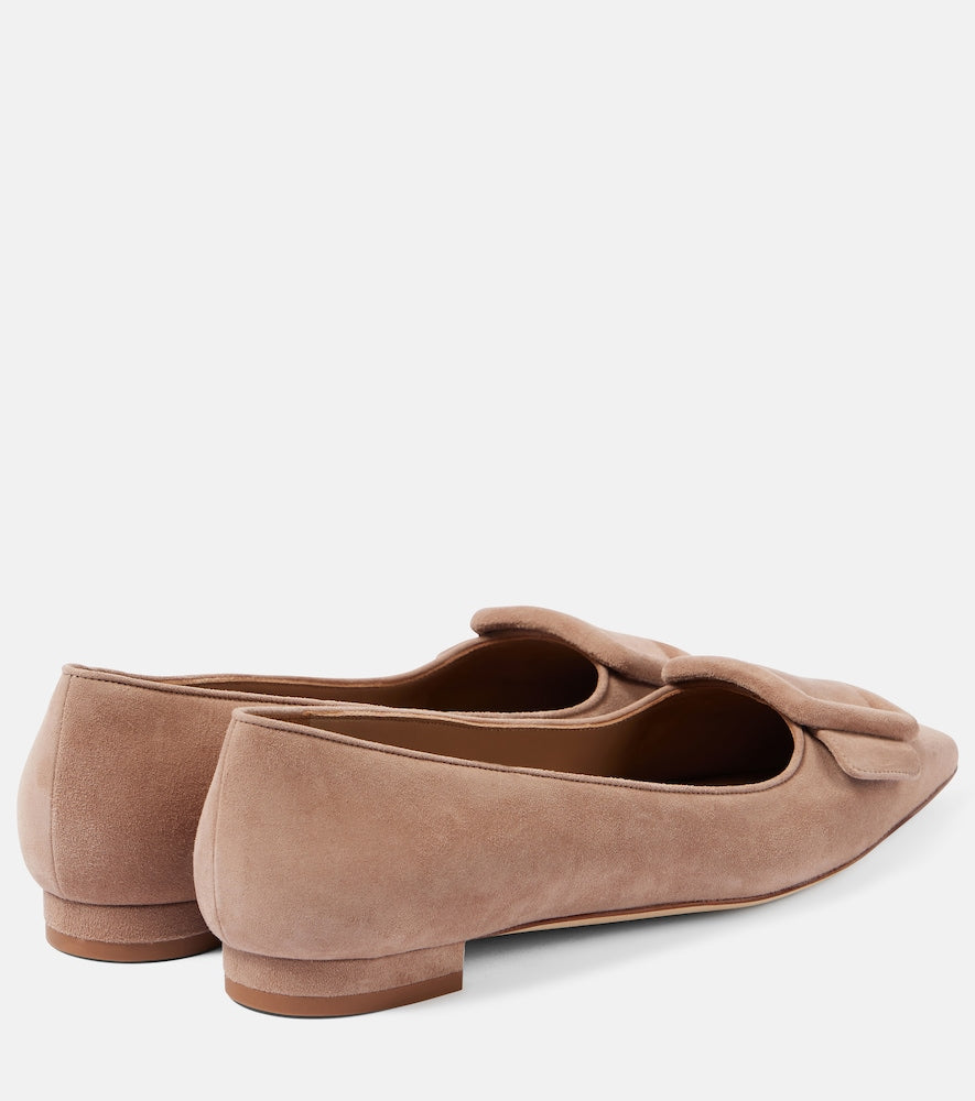 Manolo Blahnik Maysalepumpflat suede ballet flats in Neutrals - Ballerina Flats