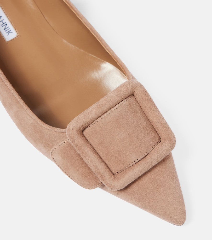 Manolo Blahnik Maysalepumpflat suede ballet flats in Neutrals - Ballerina Flats