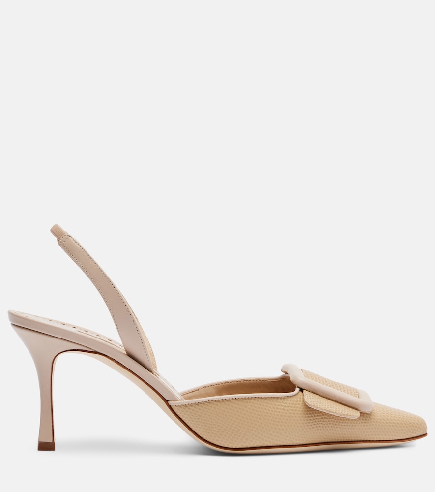 Manolo Blahnik Maysli 70 leather slingback pumps - Beige Mid Heel Pumps