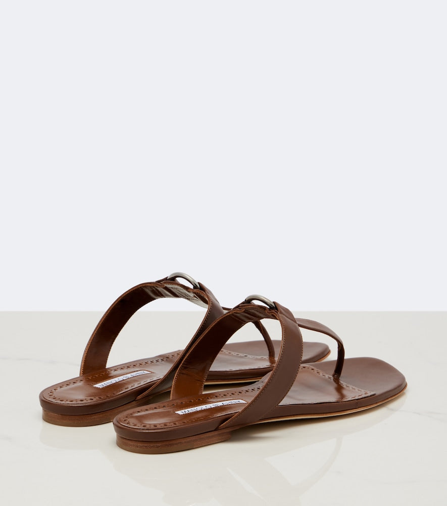 Manolo Blahnik Mionasan leather thong sandals (Brown) - Flat Sandals