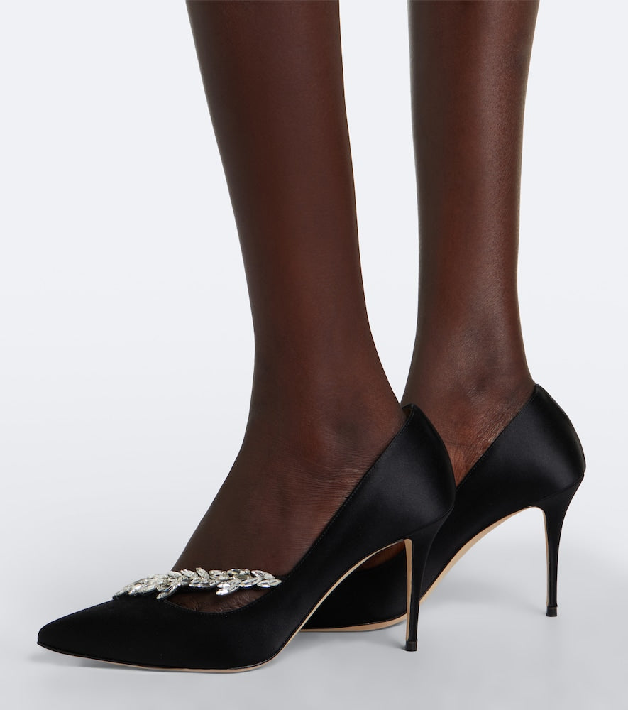 Manolo Blahnik Nadira embellished satin pumps - Black High-Heel Pumps