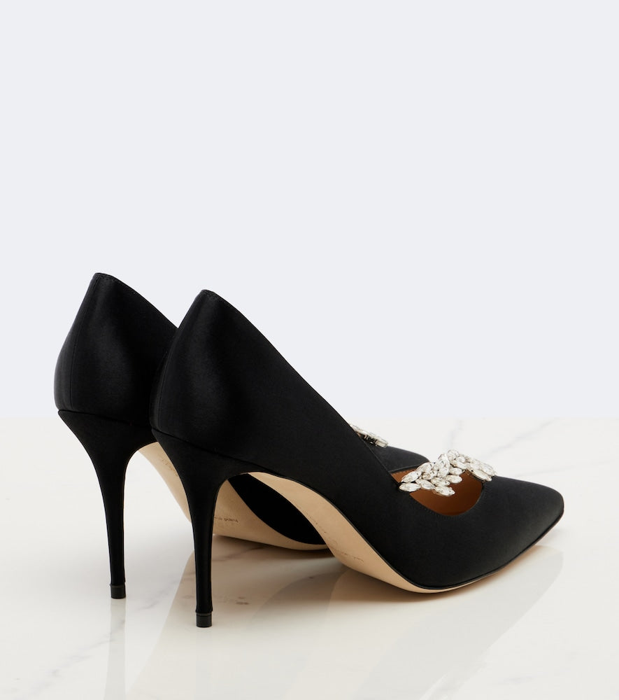 Manolo Blahnik Nadira embellished satin pumps - Black High-Heel Pumps