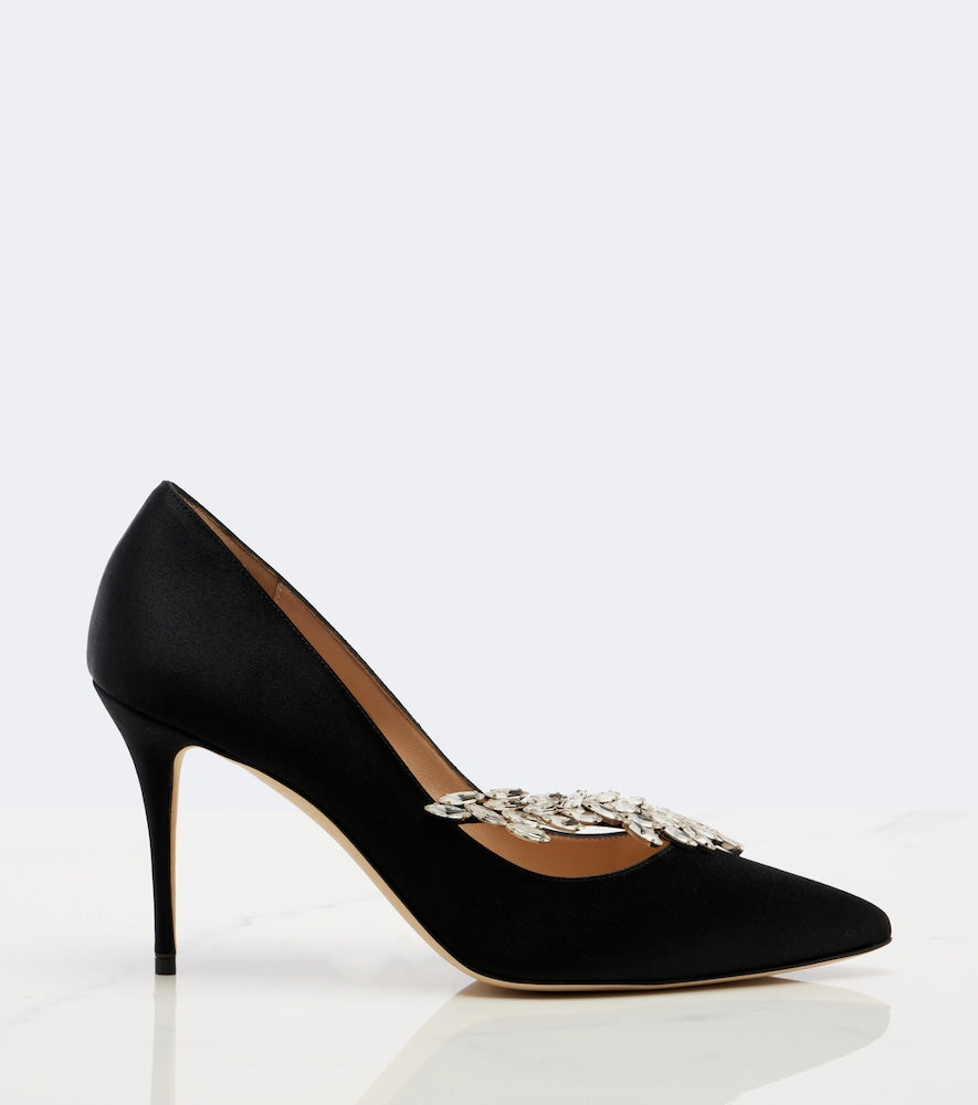 Manolo Blahnik Nadira embellished satin pumps - Black High-Heel Pumps