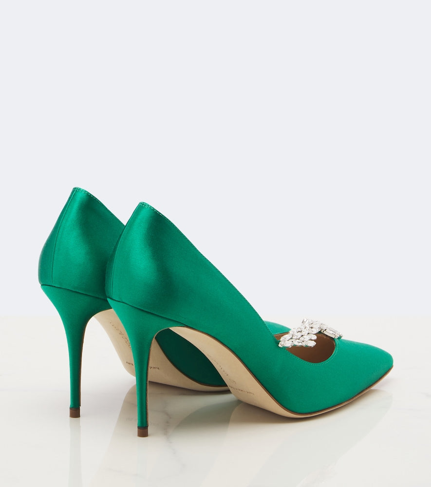 Manolo Blahnik Nadira embellished satin pumps - Green High-Heel Pumps