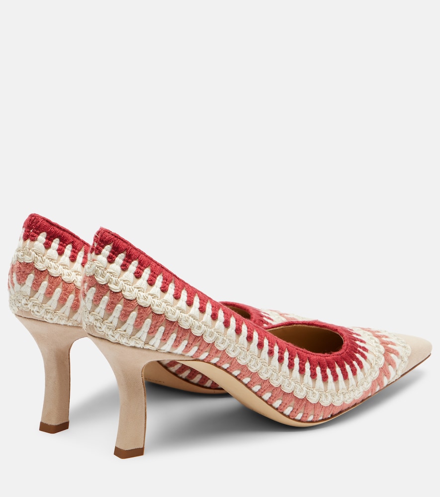 Manolo Blahnik Ombohi 70 crochet suede pumps (Beige) - Mid Heel Pumps