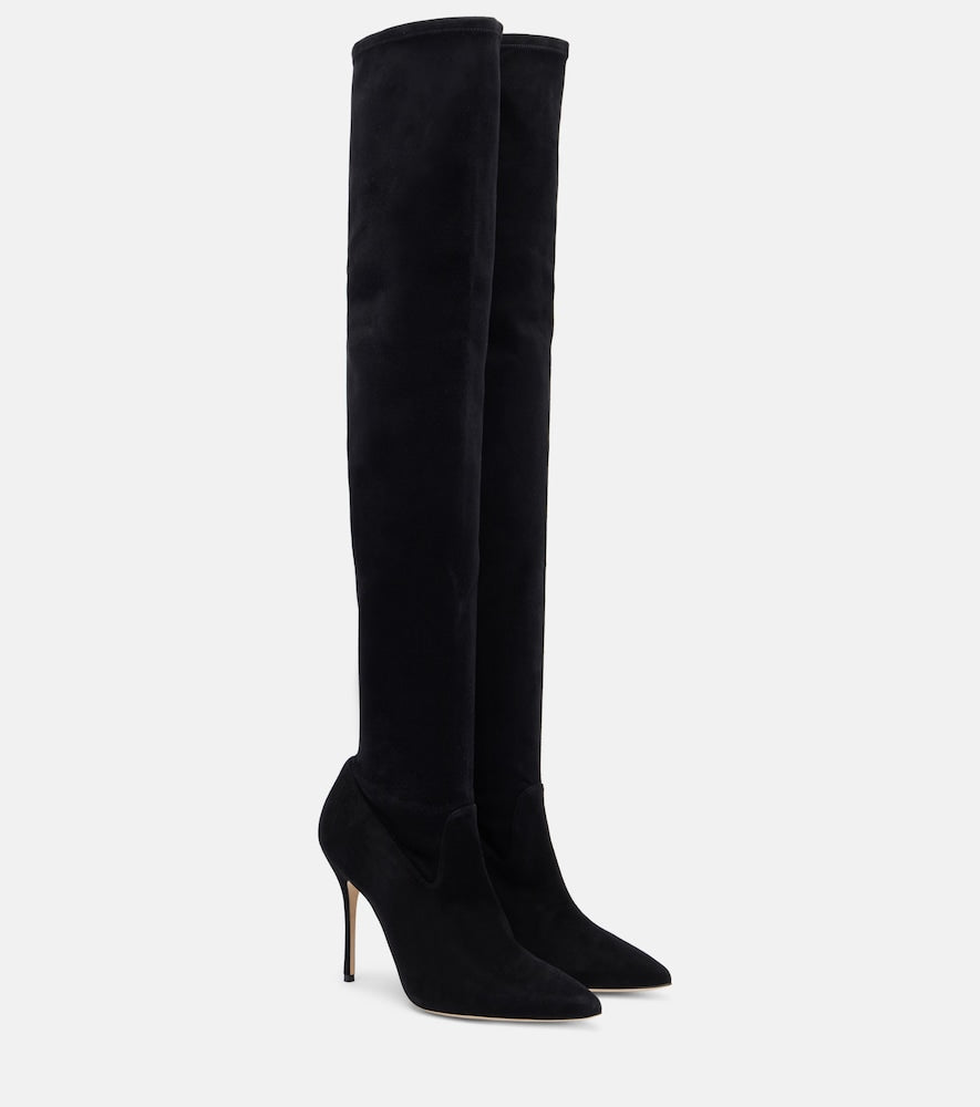 Manolo Blahnik Pascalarehi 105 suede over-the-knee boots - Black Over-The-Knee Boots