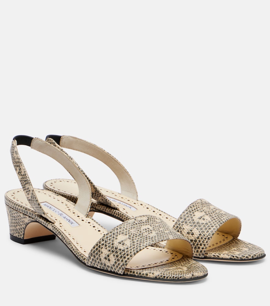 Manolo Blahnik Patobarnu 30 lizard-effect leather sandals - Multicoloured Heeled Sandals