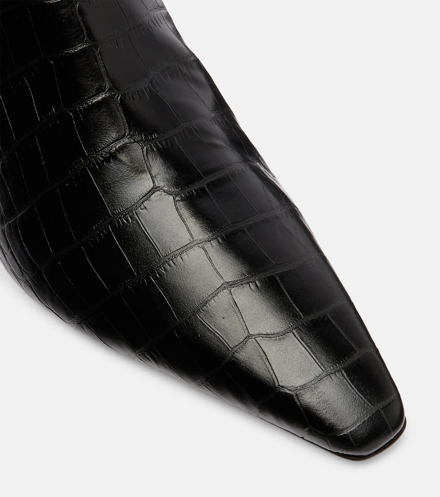 Manolo Blahnik Penelope leather knee-high boots (Black) - Mid Heel Boots