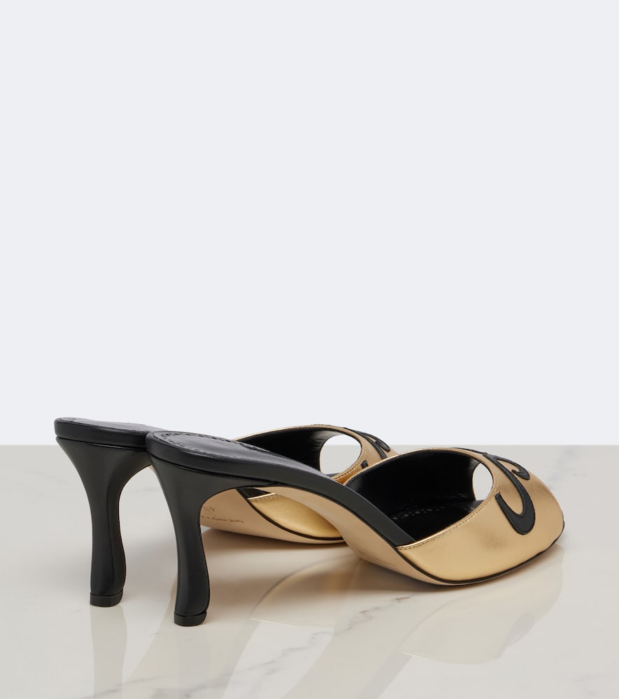 Manolo Blahnik Pintonamu embroidered metallic leather mules in Gold - High-Heel Sandals