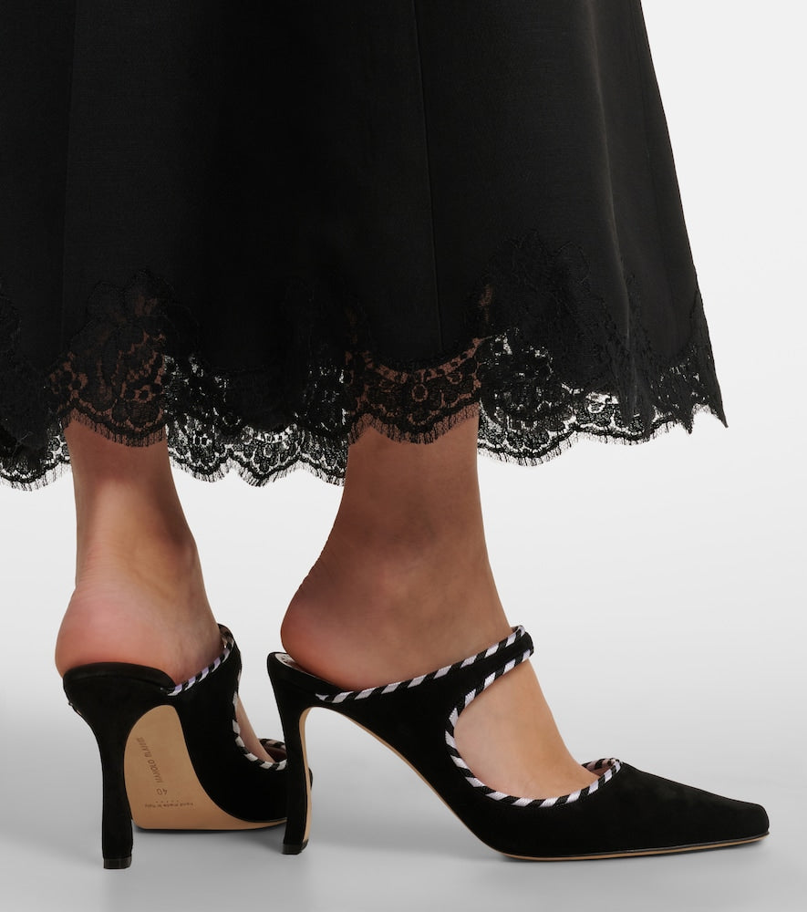 Manolo Blahnik Pura suede mules in Black - High-Heel Pumps