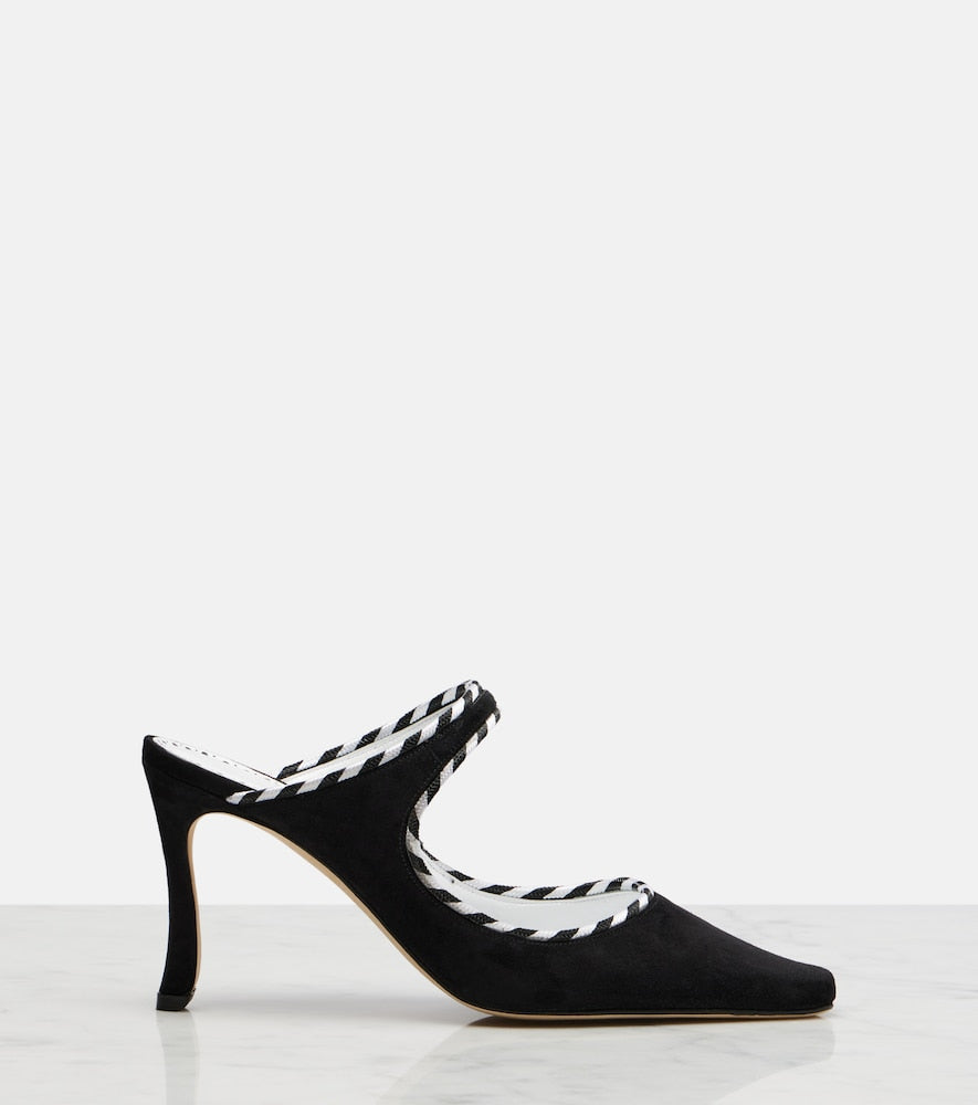 Manolo Blahnik Pura suede mules in Black - High-Heel Pumps