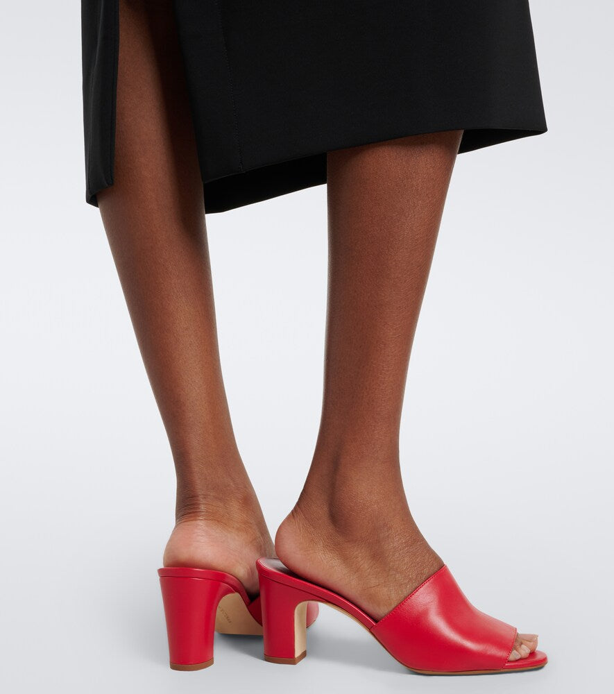Manolo Blahnik Rapalla leather mules (Red) - Mid Heel Sandals