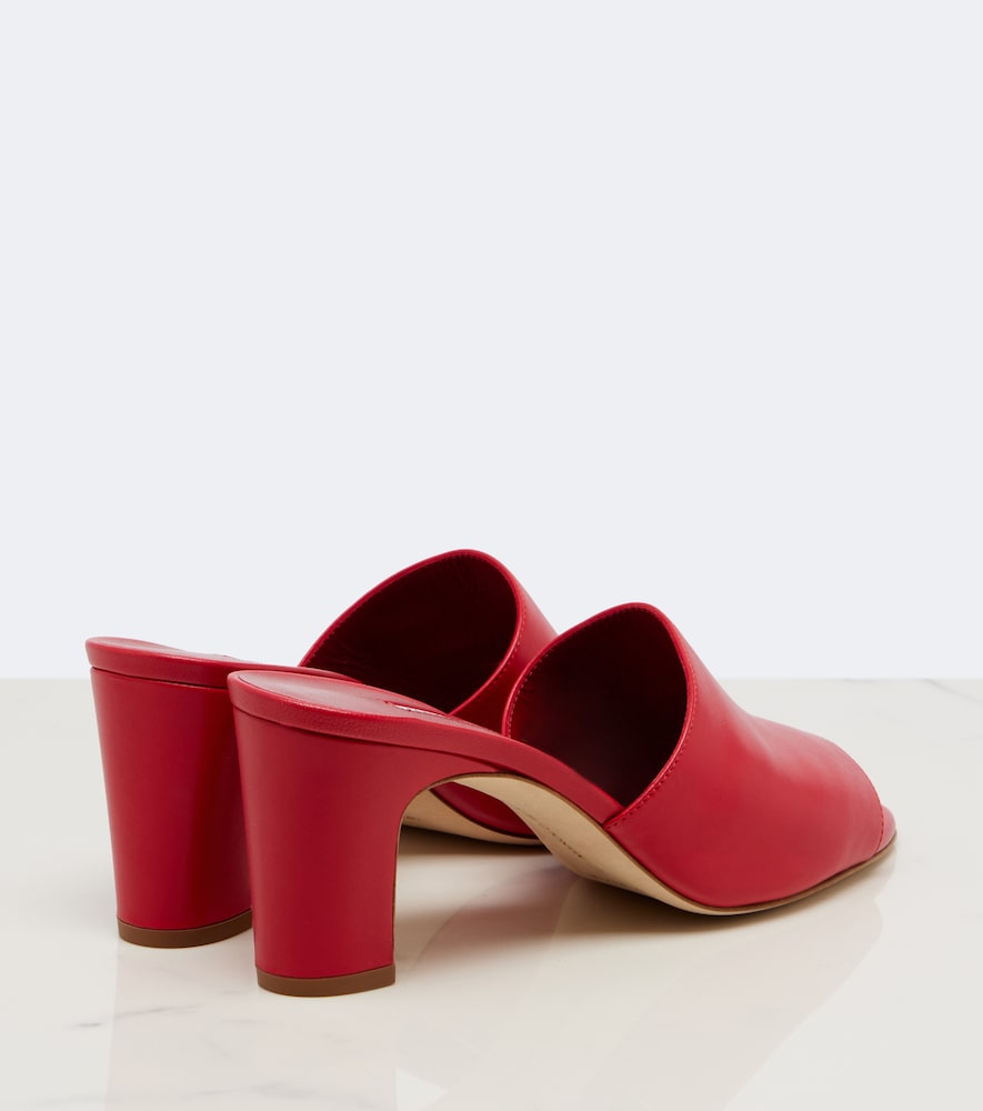 Manolo Blahnik Rapalla leather mules (Red) - Mid Heel Sandals