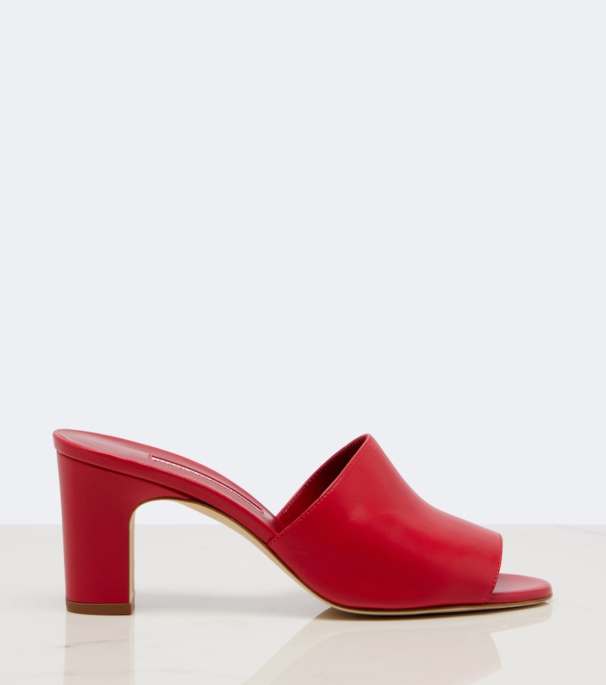 Manolo Blahnik Rapalla leather mules (Red) - Mid Heel Sandals