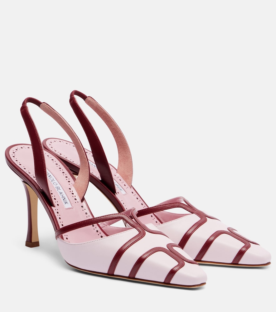 Pink Manolo Blahnik Sarto 90 leather slingback pumps - High-Heel Pumps