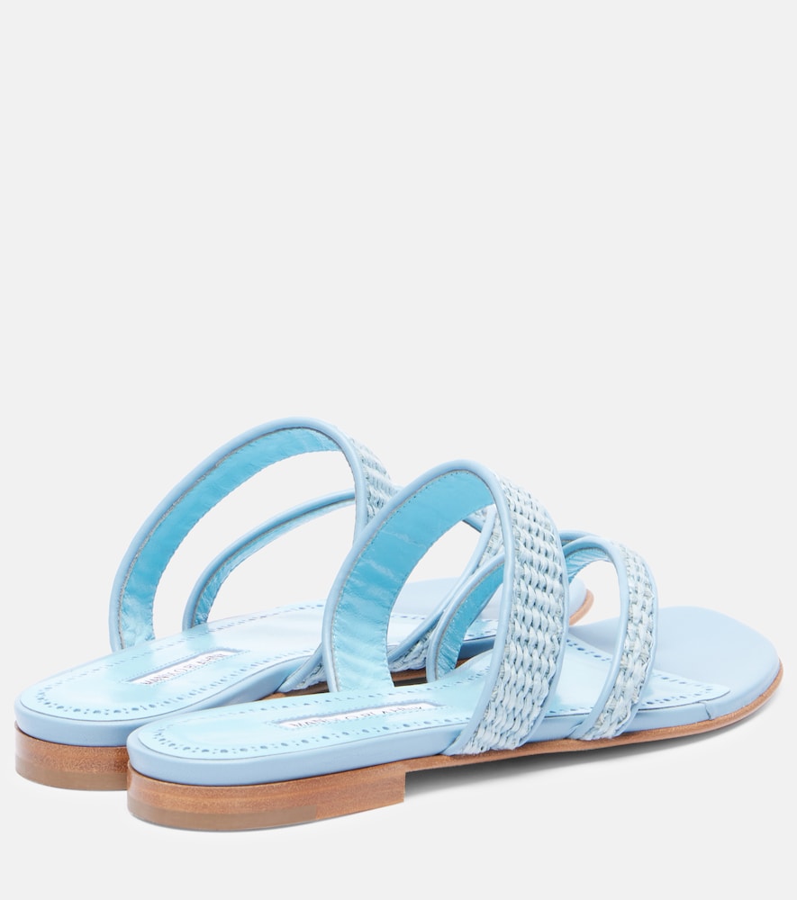 Manolo Blahnik Susara raffia thong sandals (Blue) - Flat Sandals