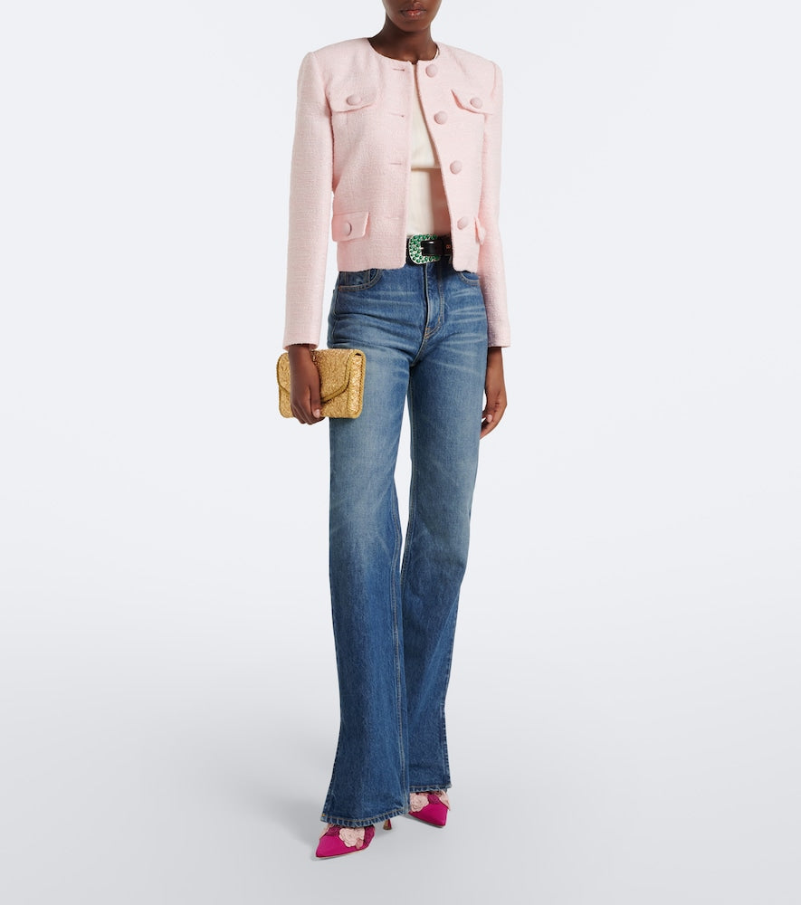 Manolo Blahnik Svemuta floral-applique slingback pumps - Pink Mid Heel Pumps