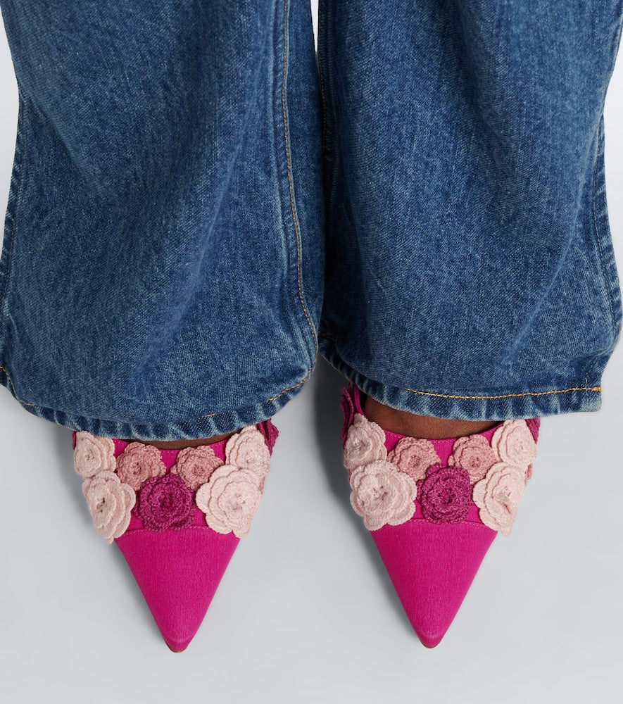Manolo Blahnik Svemuta floral-applique slingback pumps - Pink Mid Heel Pumps