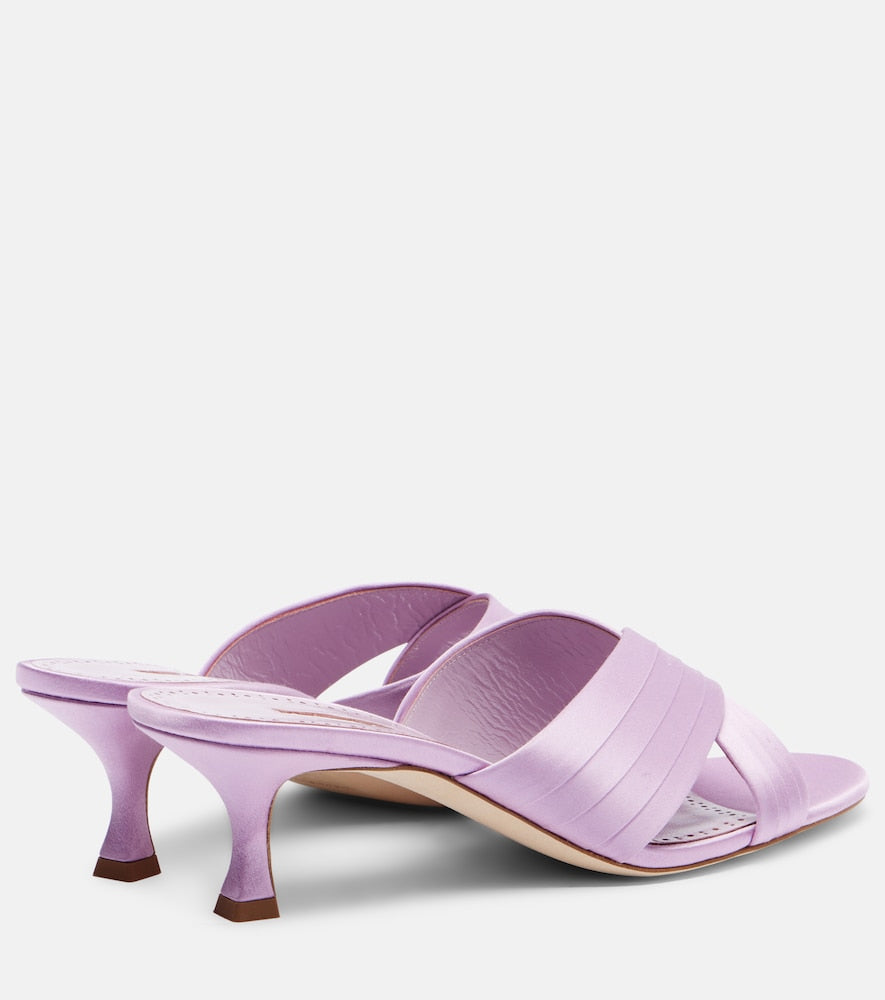 Manolo Blahnik Viera 50 satin mules (Pink) - Heeled Sandals