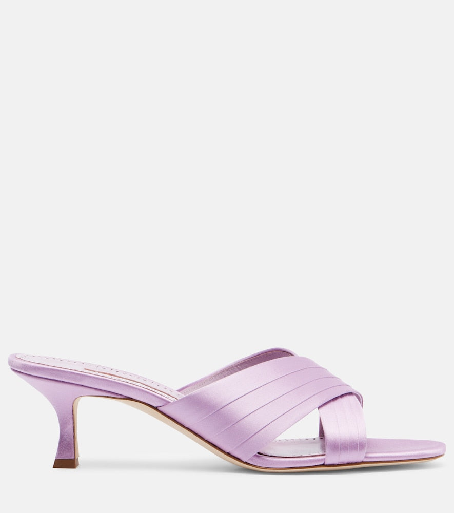 Manolo Blahnik Viera 50 satin mules (Pink) - Heeled Sandals