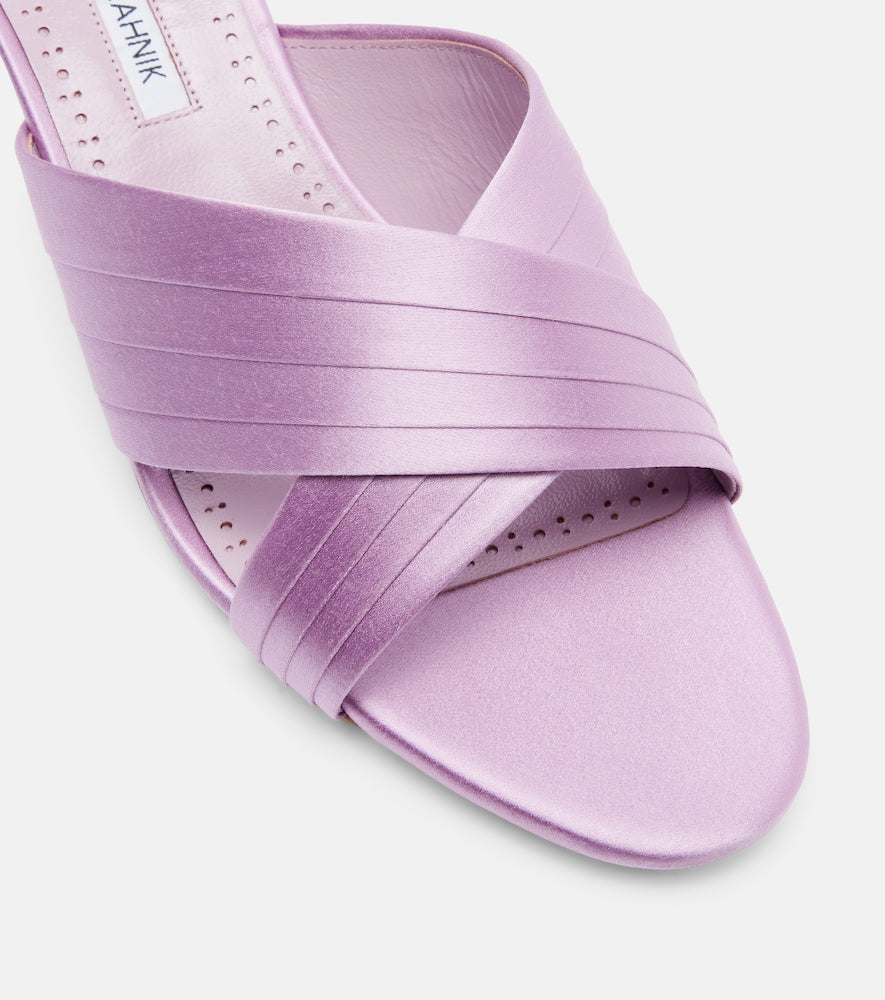 Manolo Blahnik Viera 50 satin mules (Pink) - Heeled Sandals