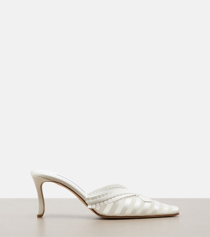 White Manolo Blahnik Voluptia organza mules - Mid Heel Pumps