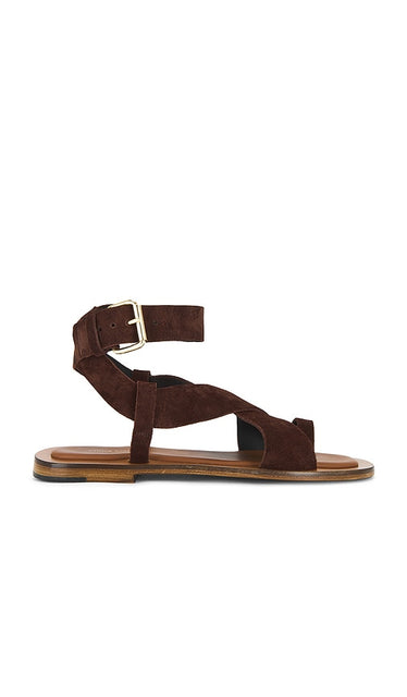 Mansur Gavriel Ankle Strap Sandal in Chocolate | Chocolate Strappy Sandals for Women