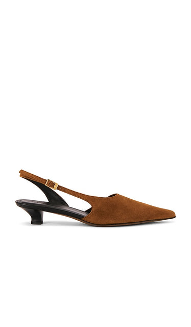 Mansur Gavriel Anna Slingback Pump in Brown | Saddle Pump Heels for Women