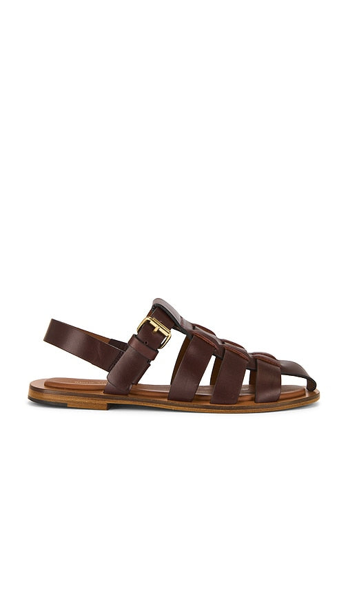 Mansur Gavriel Fisherman Sandal in Chocolate | Chocolate Flat Sandals for Women