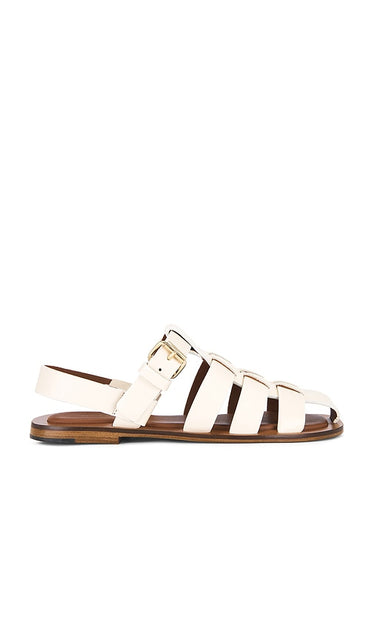 Mansur Gavriel Fisherman Sandal in Cream | Jasmine Flat Sandals for Women