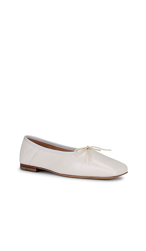 Mansur Gavriel Square Toe Ballerina Flat in White