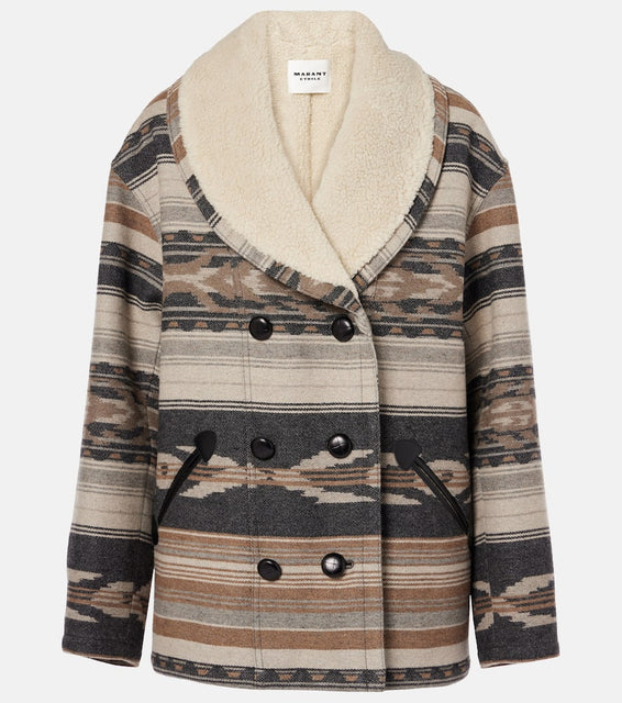 Marant Etoile Dorcas faux shearling-trimmed peacoat