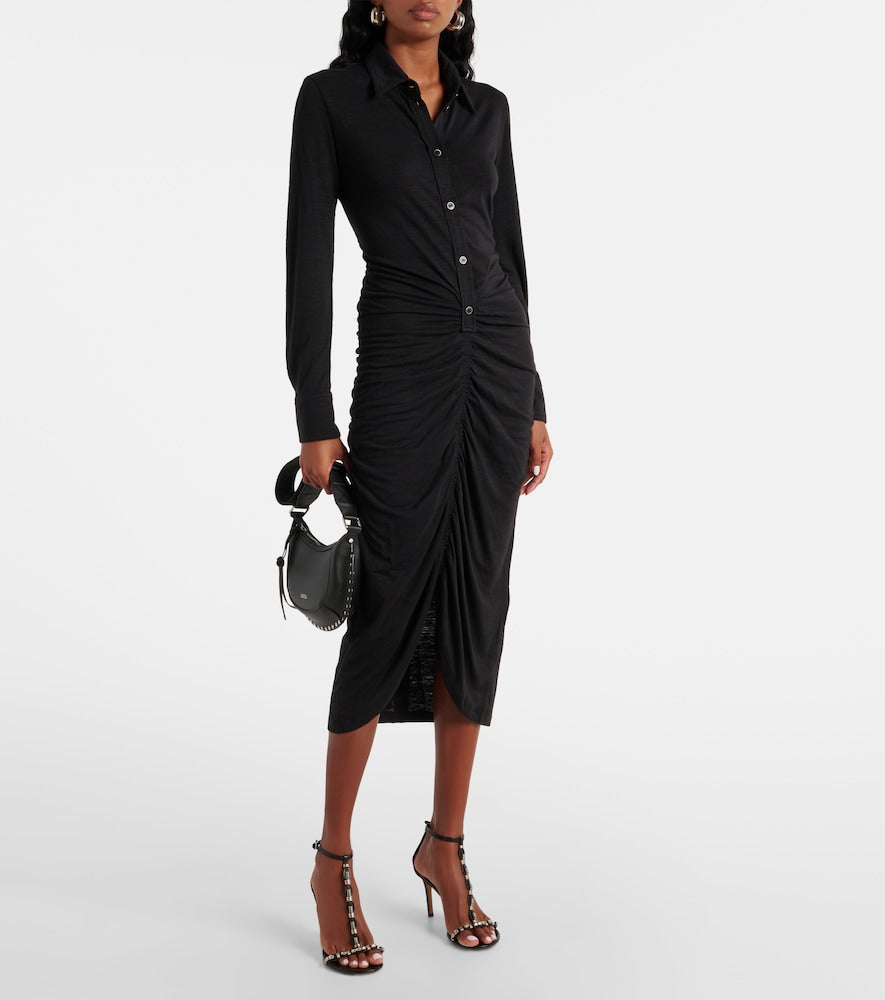 Marant Etoile Ivalia gathered jersey polo dress
