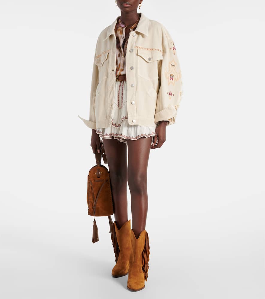 Marant Etoile Manona embroidered denim jacket