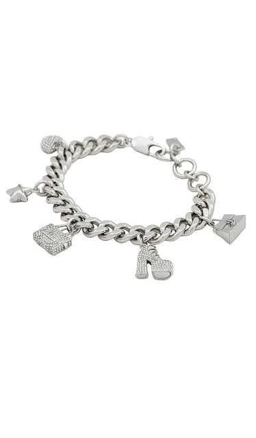 Marc Jacobs Mini Icon Pave Charm Bracelet in Metallic Silver