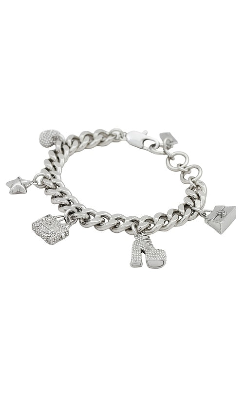 Marc Jacobs Mini Icon Pave Charm Bracelet in Metallic Silver