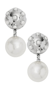 Marc Jacobs Pearl Dot Drop in Metallic Silver