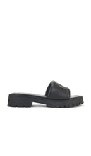 Marc Jacobs The Lug Sole Slide in Black | Black Flat Slides for Women