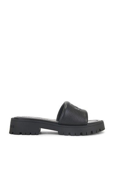 Marc Jacobs The Lug Sole Slide in Black | Black Flat Slides for Women