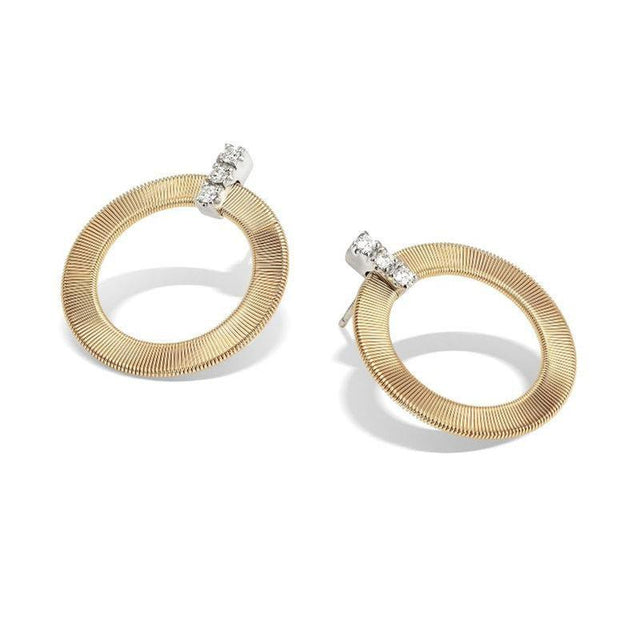 Marco Bicego 1/5ctw Diamond Yellow Gold Front Facing Hoop Earrings | Masai Collection