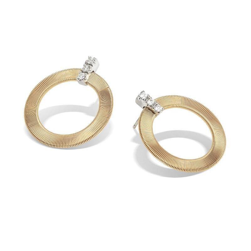 Marco Bicego 1/5ctw Diamond Yellow Gold Front Facing Hoop Earrings | Masai Collection