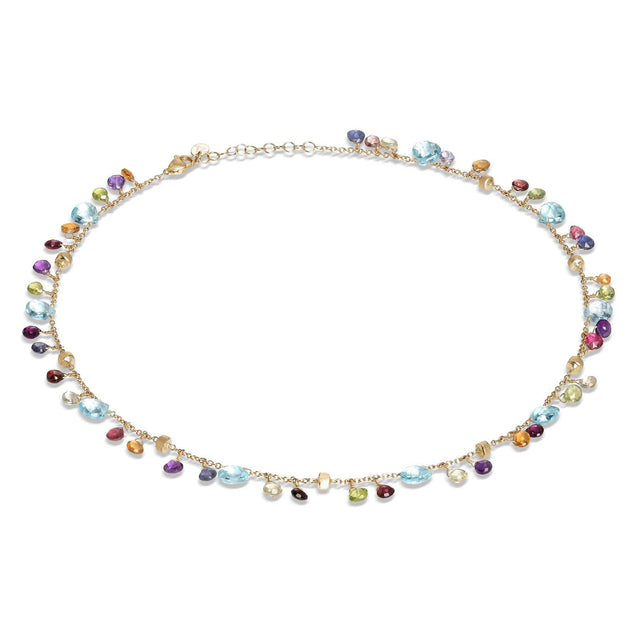 Marco Bicego Paradise Collection Yellow Gold Blue Topaz and Mixed Gemstone Single Strand Necklace