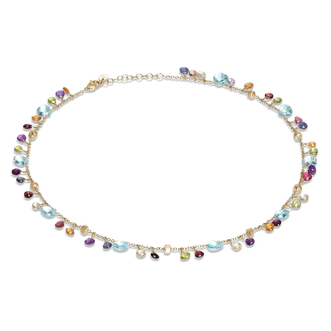 Marco Bicego Paradise Collection Yellow Gold Blue Topaz and Mixed Gemstone Single Strand Necklace