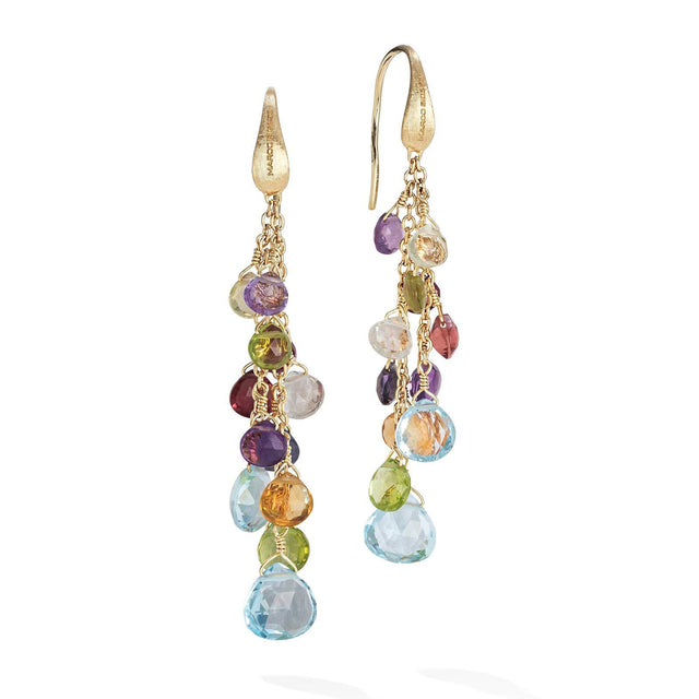 Marco Bicego Yellow Gold Mixed Gemstone Multi Strand Earrings | Paradise Collection